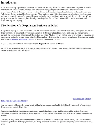 The value of Selecting a Regulation Company in Dubai for Your enterprise