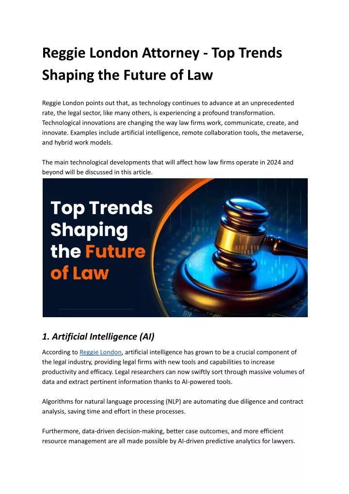 reggie london attorney top trends shaping