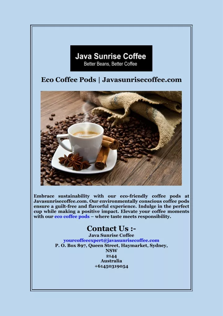 eco coffee pods javasunrisecoffee com