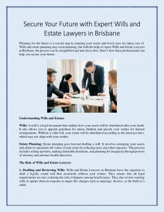 Secure Your Future with Expert Wills and Estate Lawyers in Brisbane