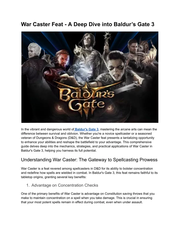 PPT - War Caster Feat - A Deep Dive into Baldur’s Gate 3 PowerPoint ...