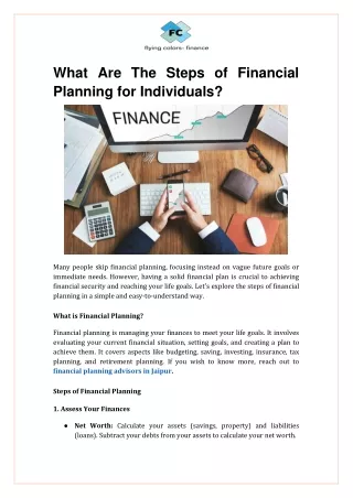 What Are The Steps of Financial Planning for Individuals