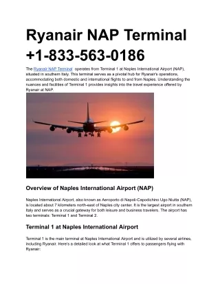 Ryanair NAP Terminal  1-833-563-0186