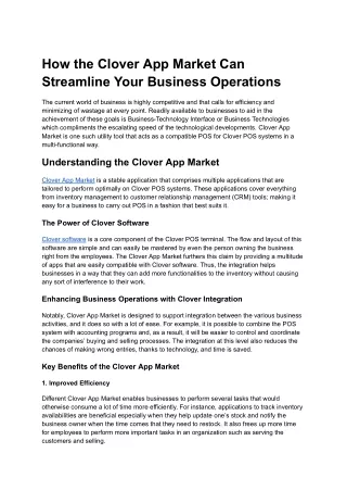How the Clover App Market Can Streamline Your Business Operations