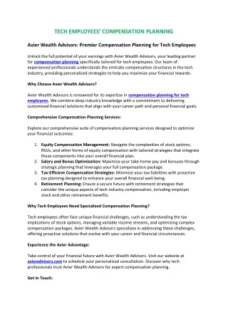 tech employees compensation planning