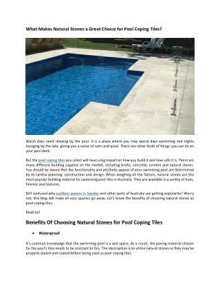 What Makes Natural Stones a Great Choice for Pool Coping Tiles