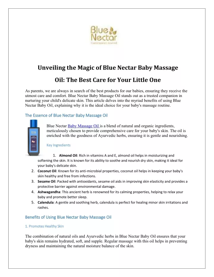 unveiling the magic of blue nectar baby massage