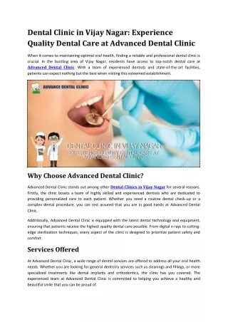 Dental Clinic in Vijay Nagar - Advanced Dental Clinic