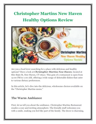 Christopher Martins New Haven Healthy Options Review