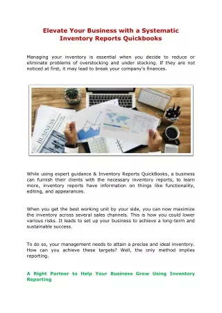 Elevate Your Business with a Systematic Inventory Reports Quickbooks