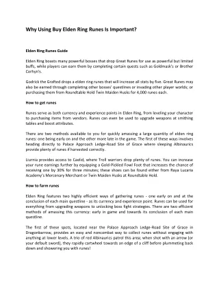 why using buy elden ring runes is important
