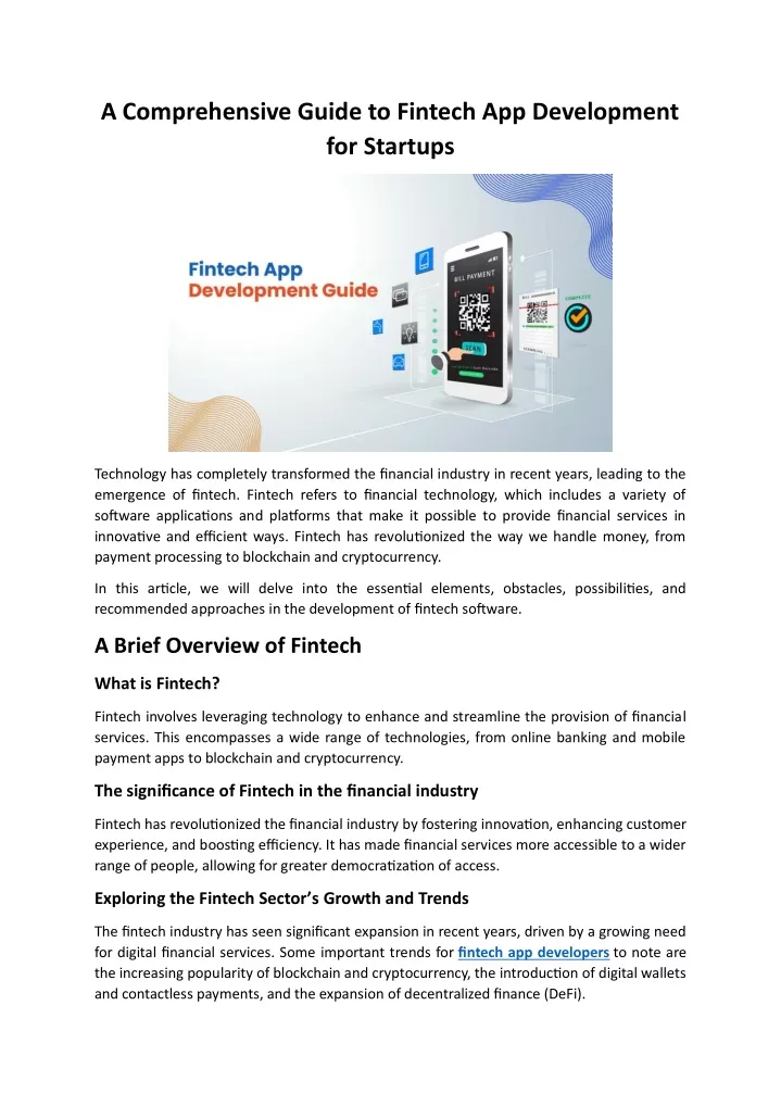 a comprehensive guide to fintech app development
