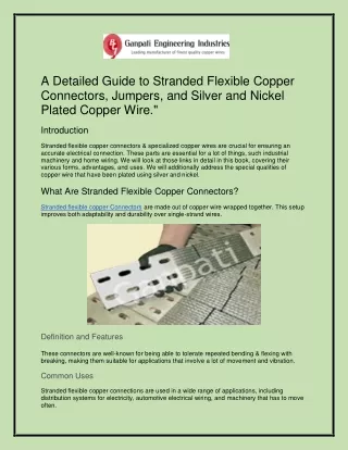 A Detailed Guide to Stranded Flexible Copper Connectors