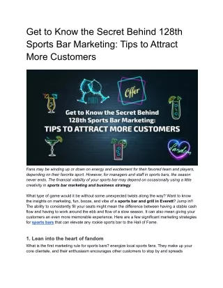 Get to Know the Secret Behind 128th Sports Bar Marketing_ Tips to Attract More Customers