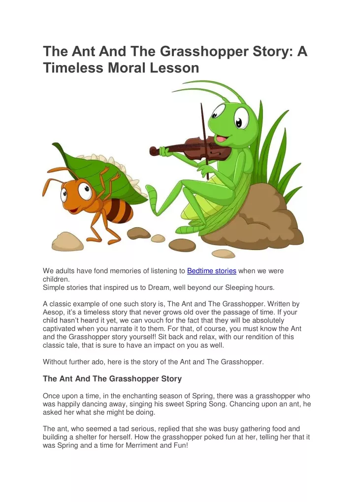 the ant and the grasshopper story a timeless