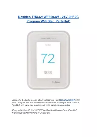 resideo thx321wf3003w 24v 2h 2c program wifi stat