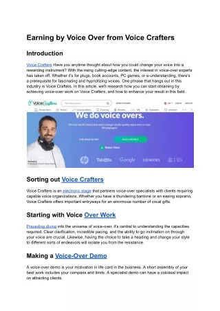 earning by voice over from voice crafters