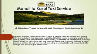 manali to kasol taxi service