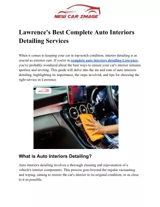 Lawrence's Best Complete Auto Interiors Detailing Services