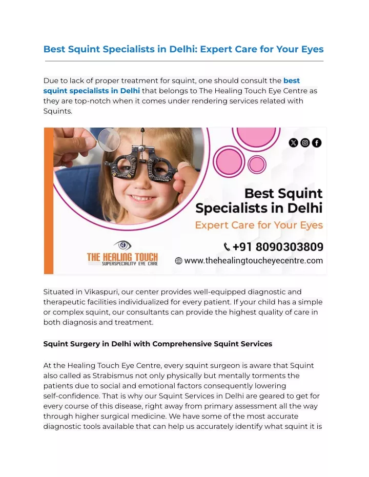 best squint specialists in delhi expert care