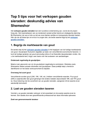 Top 5 tips voor het verkopen gouden sieraden_ deskundig advies van Shemeshor
