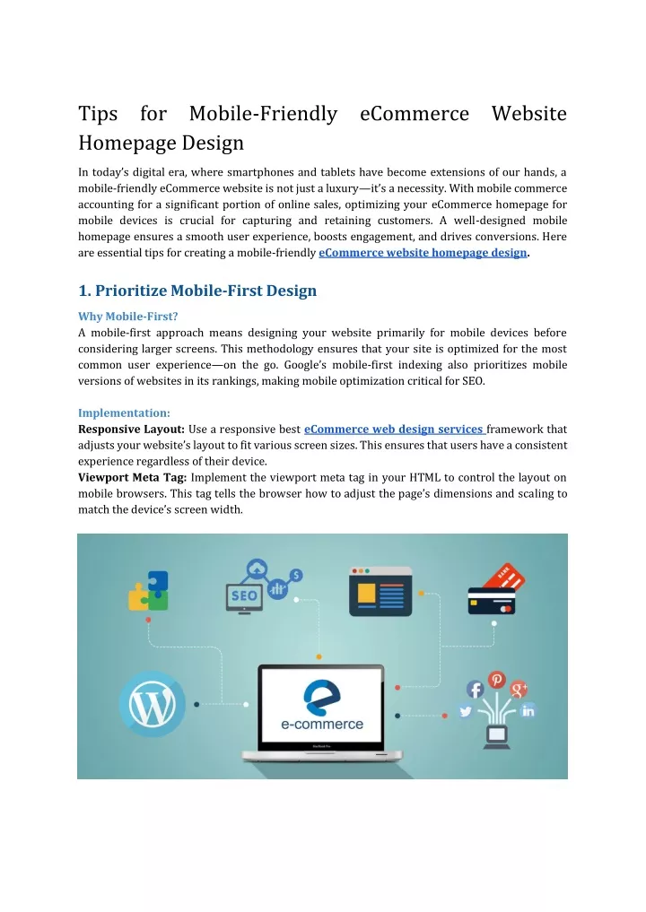 tips for mobile friendly ecommerce website
