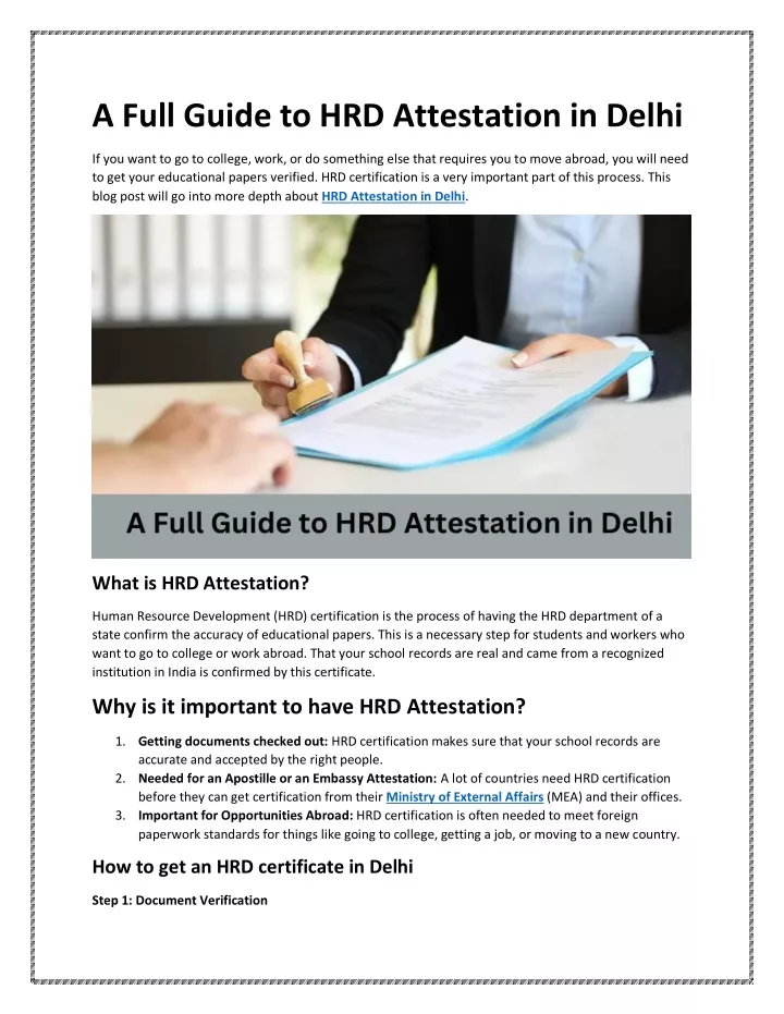 a full guide to hrd attestation in delhi