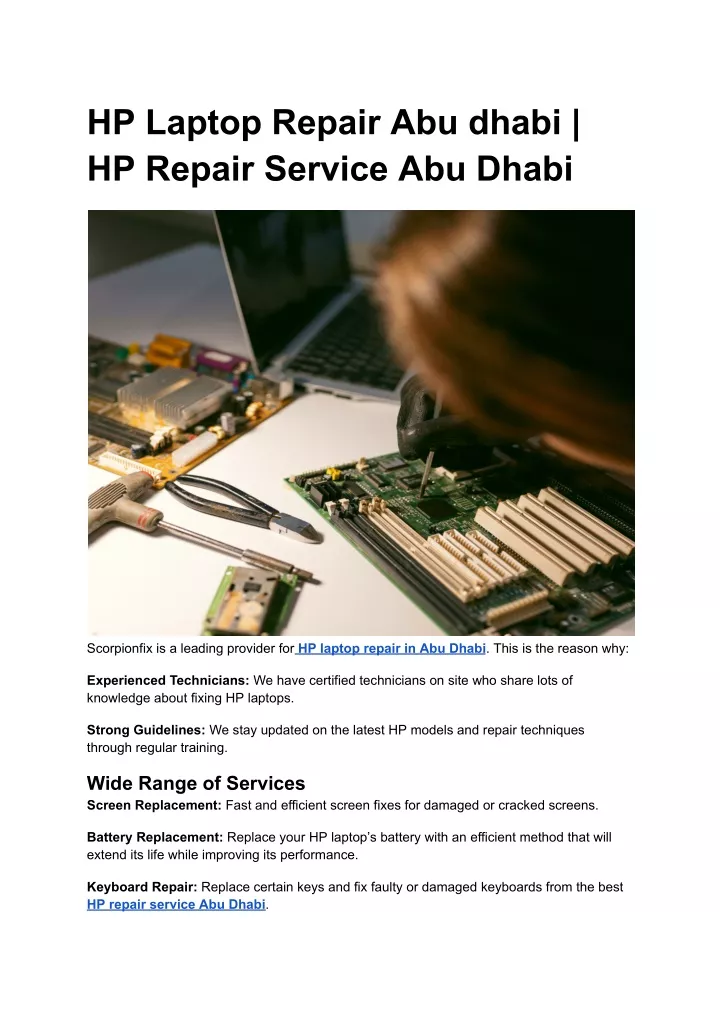 hp laptop repair abu dhabi hp repair service