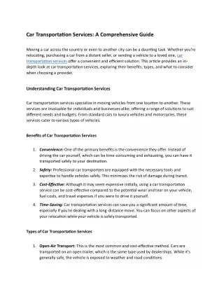 Car Transportation Services: A Comprehensive Guide