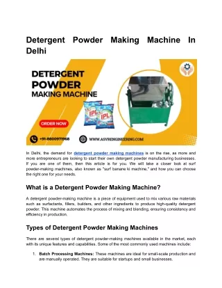 Detergent Powder Making Machine In Delhi