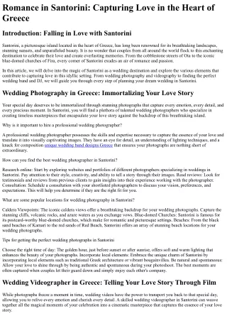 Romance in Santorini Capturing Love in the Heart of Greece