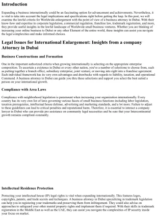 Lawful Concerns for Intercontinental Expansion: Insights from a company Lawyer i