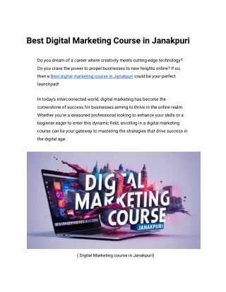 Digital Marketing Course in Janakpuri