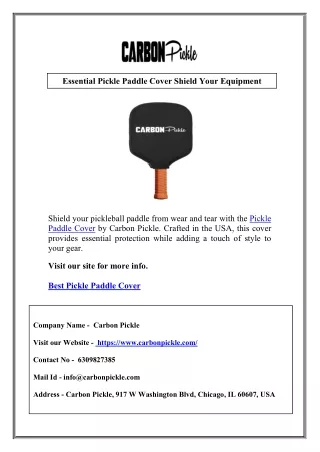 Essential Pickle Paddle Cover  Shield Your Equipment