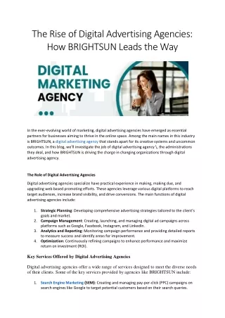 Digital Advertising Agencies