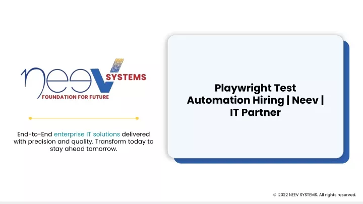 playwright test automation hiring neev it partner