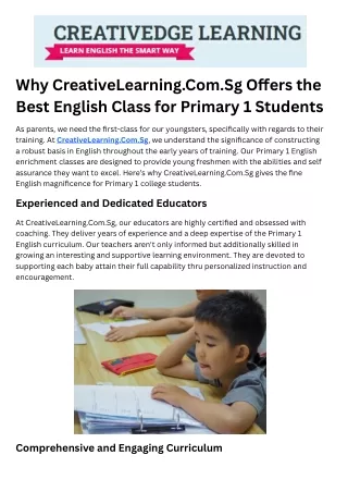 why creativelearning com sg o ers the best