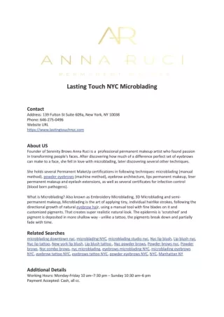 Lasting Touch NYC Microblading