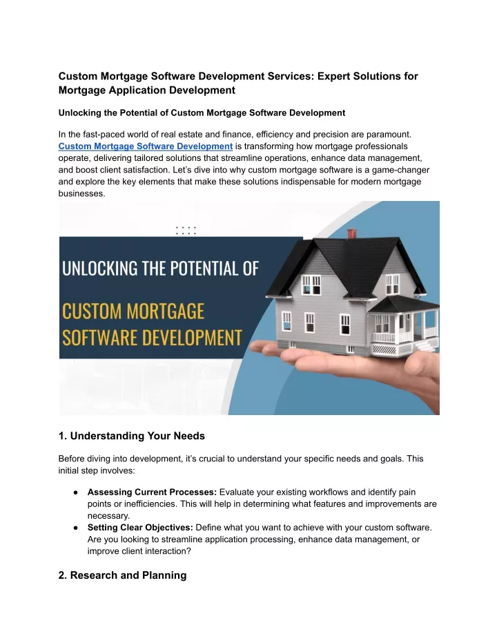 custom mortgage software development services