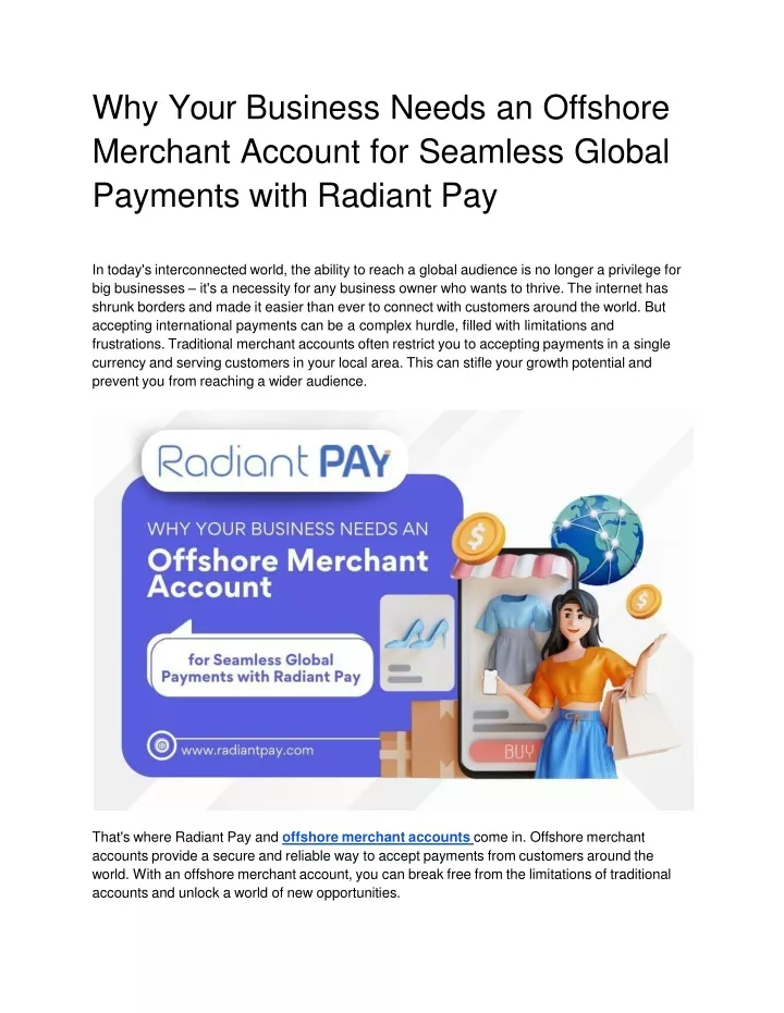 why your business needs an offshore merchant account for seamless global payments with radiant pay