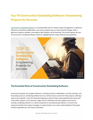 Top 10 Construction Scheduling Software_Empowering Projects for Success