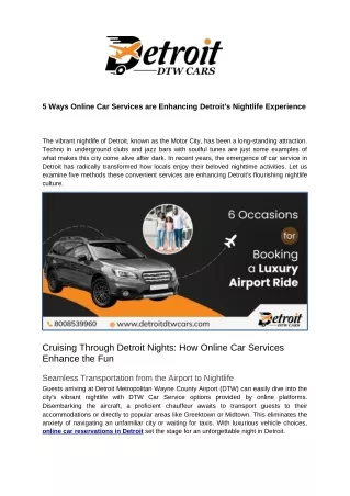 5 Ways Online Car Services are Enhancing Detroit's Nightlife Experience