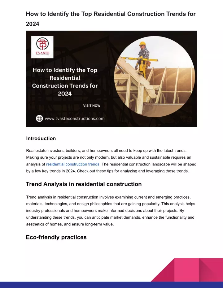 how to identify the top residential construction