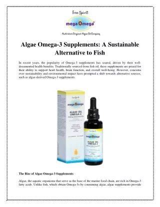 Algae Omega-3 Supplements A Sustainable Alternative to Fish