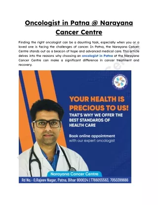 Oncologist in Patna @ Narayana Cancer Centre