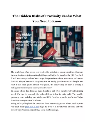 the hidden risks of proximity cards what