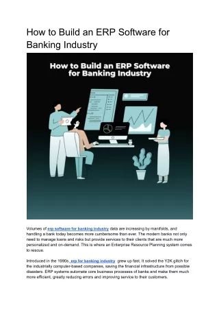 How to Build an ERP Software for Banking Industry