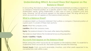 understanding which account does not appear on the balance sheet