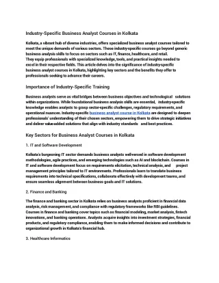 industry specific business analyst courses