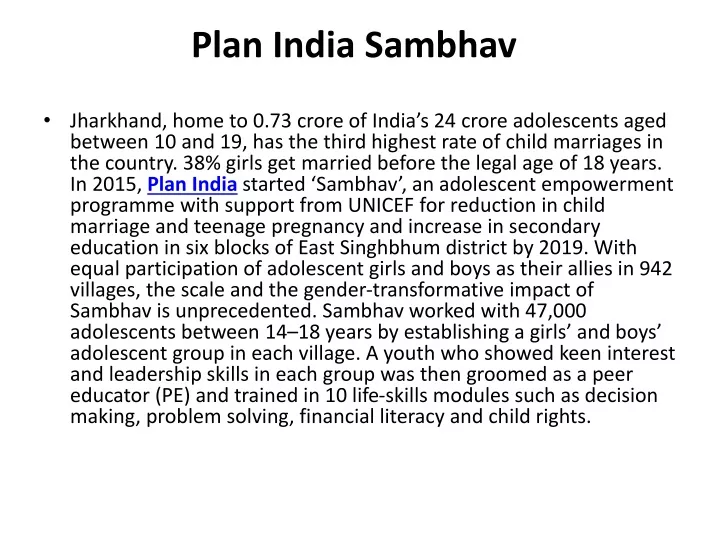 plan india sambhav